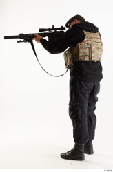 Whole Body Weapons-Rifle Man Pose with machine rifle White Army Athletic Bearded Studio photo references